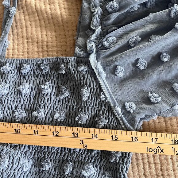 Listicle Swiss Dot Maternity Dress Large Babydoll Smocked Square Neck Chiffon - Picture 11 of 15